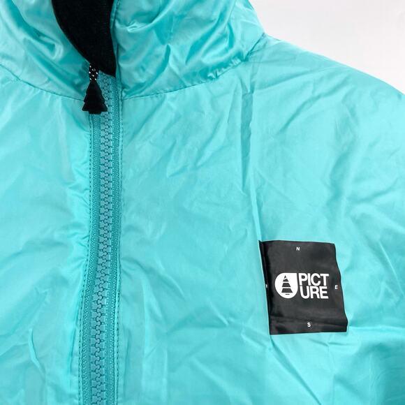 Aqua Black Reversible Light Jacket White Floral Blue Picture Organic Loys Size M - Picture 5 of 16